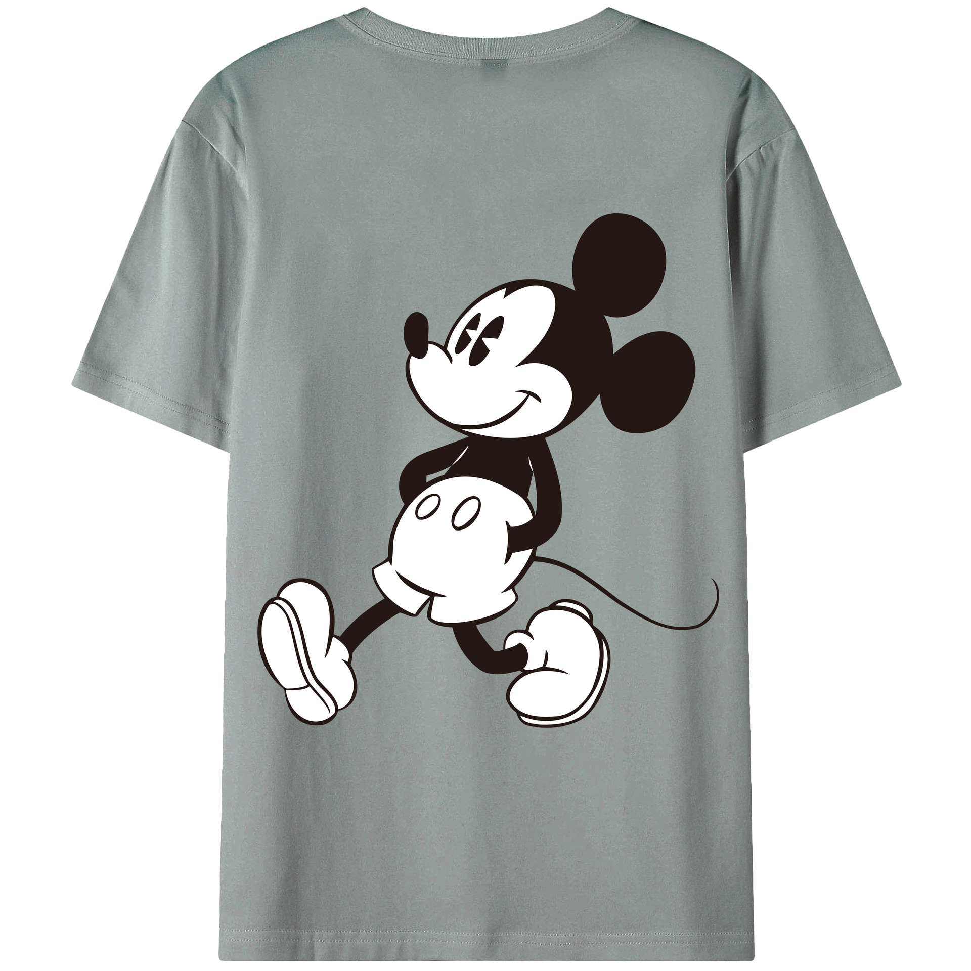 ミッキーマウス Mickey Mouse 綿100％ メンズ半袖Tシャツ（バックプリント） 通気性